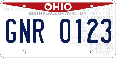 OH license plate GNR0123