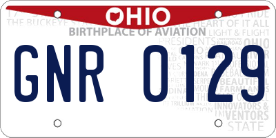 OH license plate GNR0129