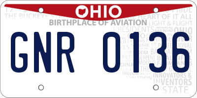 OH license plate GNR0136