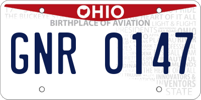 OH license plate GNR0147