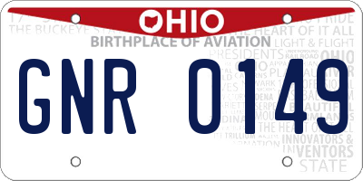 OH license plate GNR0149