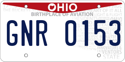 OH license plate GNR0153