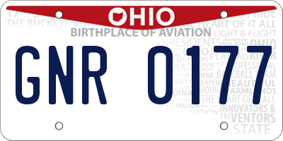 OH license plate GNR0177