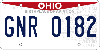 OH license plate GNR0182