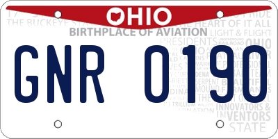 OH license plate GNR0190