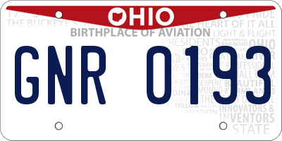 OH license plate GNR0193