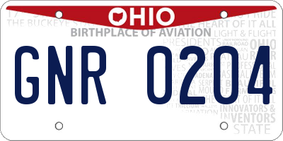 OH license plate GNR0204