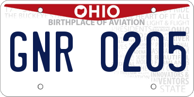 OH license plate GNR0205