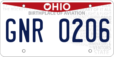 OH license plate GNR0206