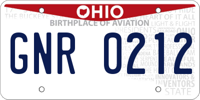 OH license plate GNR0212