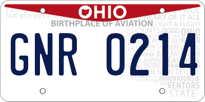 OH license plate GNR0214