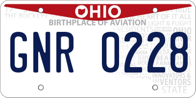 OH license plate GNR0228