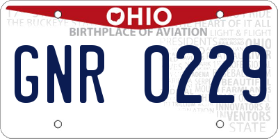 OH license plate GNR0229