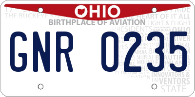OH license plate GNR0235