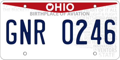 OH license plate GNR0246