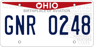 OH license plate GNR0248