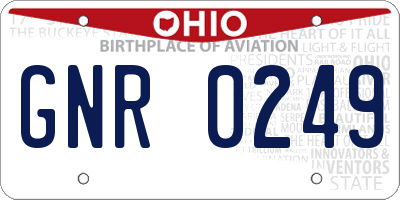 OH license plate GNR0249