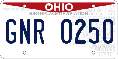 OH license plate GNR0250