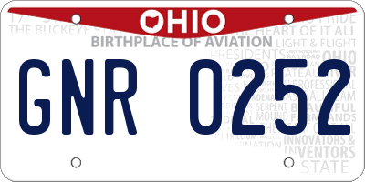 OH license plate GNR0252