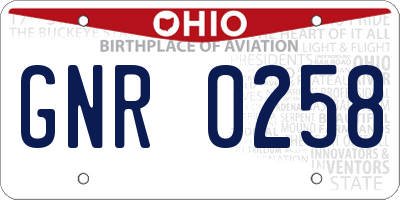 OH license plate GNR0258