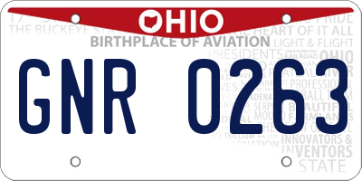 OH license plate GNR0263