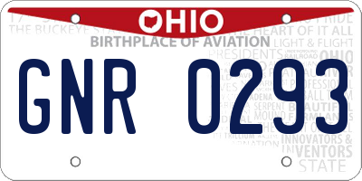 OH license plate GNR0293