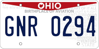 OH license plate GNR0294
