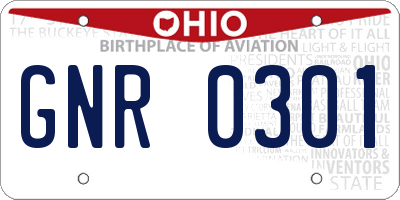 OH license plate GNR0301