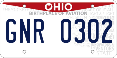 OH license plate GNR0302