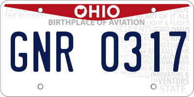 OH license plate GNR0317