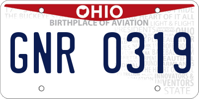 OH license plate GNR0319