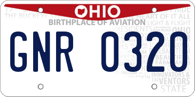 OH license plate GNR0320