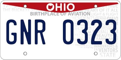OH license plate GNR0323