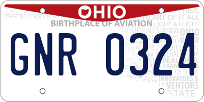 OH license plate GNR0324