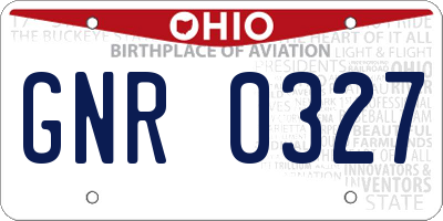 OH license plate GNR0327