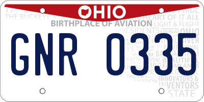 OH license plate GNR0335