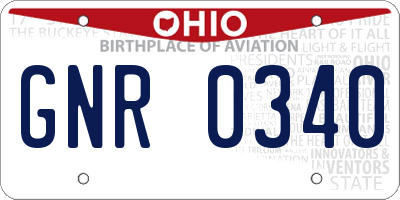 OH license plate GNR0340
