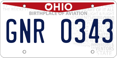 OH license plate GNR0343
