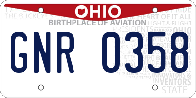 OH license plate GNR0358