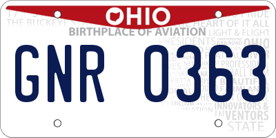 OH license plate GNR0363