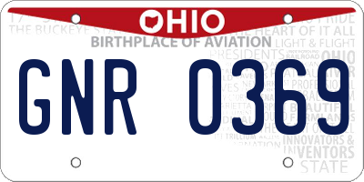 OH license plate GNR0369