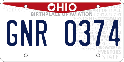 OH license plate GNR0374