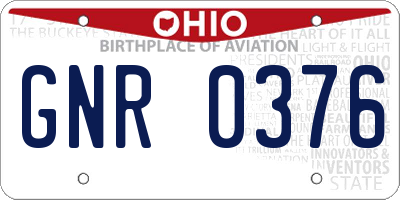 OH license plate GNR0376