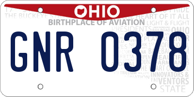 OH license plate GNR0378