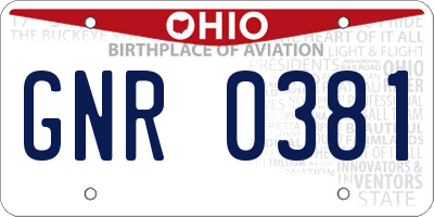 OH license plate GNR0381