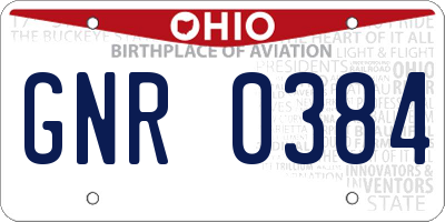 OH license plate GNR0384
