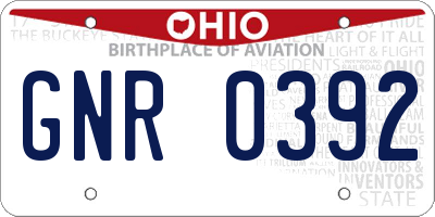 OH license plate GNR0392