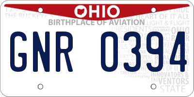 OH license plate GNR0394