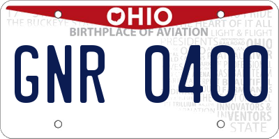 OH license plate GNR0400