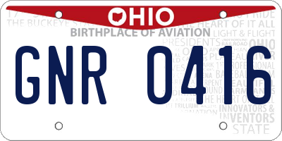OH license plate GNR0416